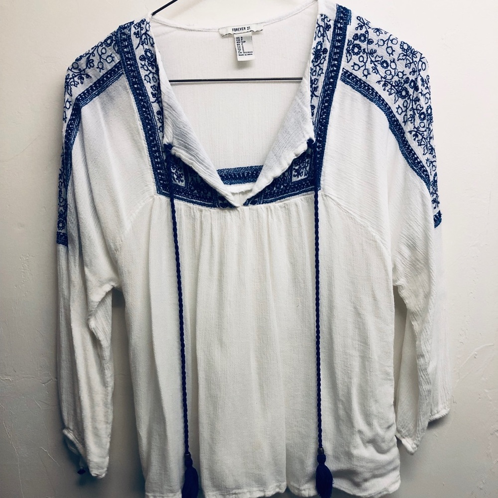 Forever 21 Blouse with Tassles